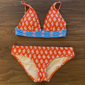J.Crew Red and Blue V-Neck French Bikini